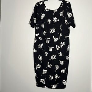 VINCE CAMUTO Women’s Black White Floral Artsy Dress Size 1X